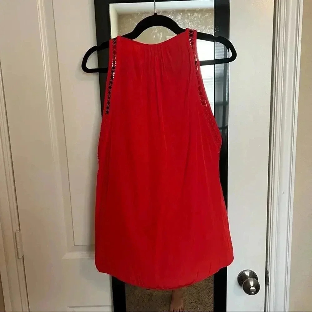 Ramy Brook Red Sleeveless Ladder-Trim Blouse - Picture 4 of 4